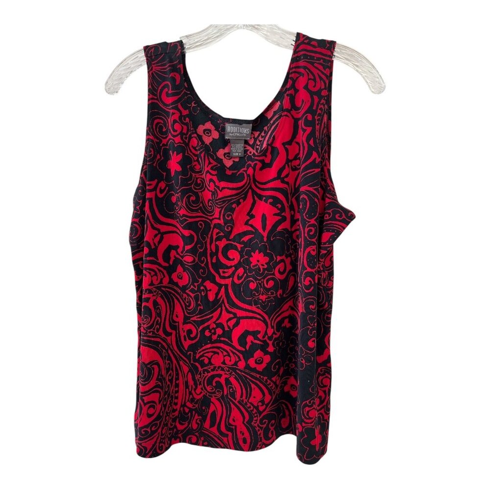 VTG Y2K Additions by Chico’s Tank Top Women’s Size 3 (XL / 16-18) Red Black Flor